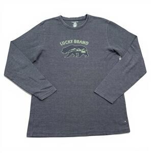 Lucky Brand Thermal T Shirt Mens Size Large Gray Long Sleeve Cali Logo Tee